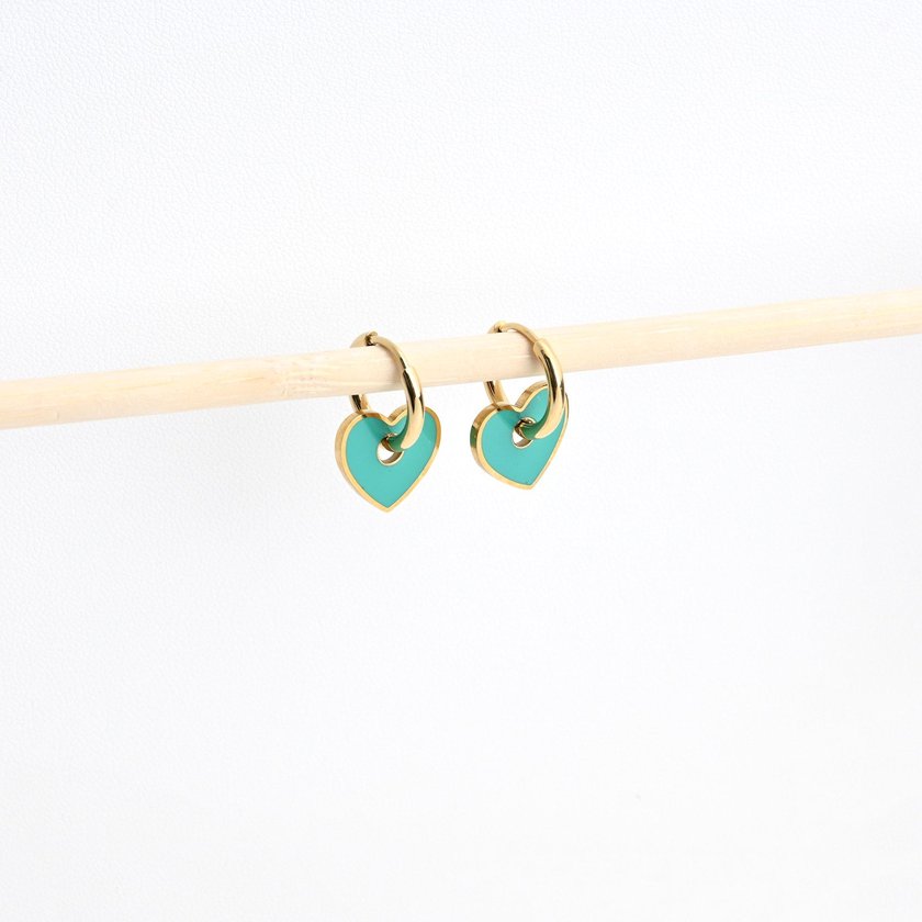 Thin steel hoops heart green GB