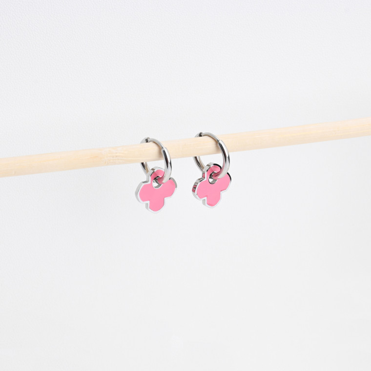 Thin steel hoops clover pink GB