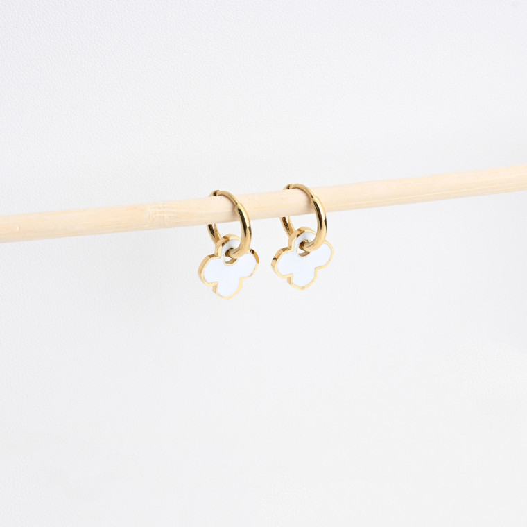 Thin steel hoops clover white GB