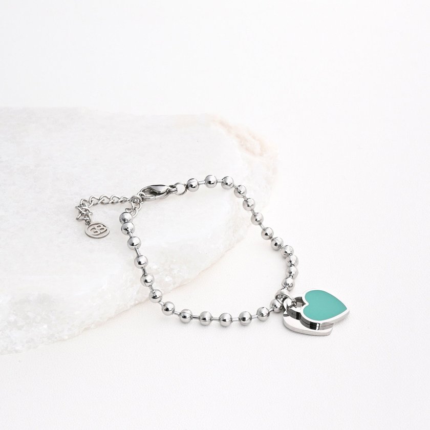 Pulseira em aço coração duplo verde GB