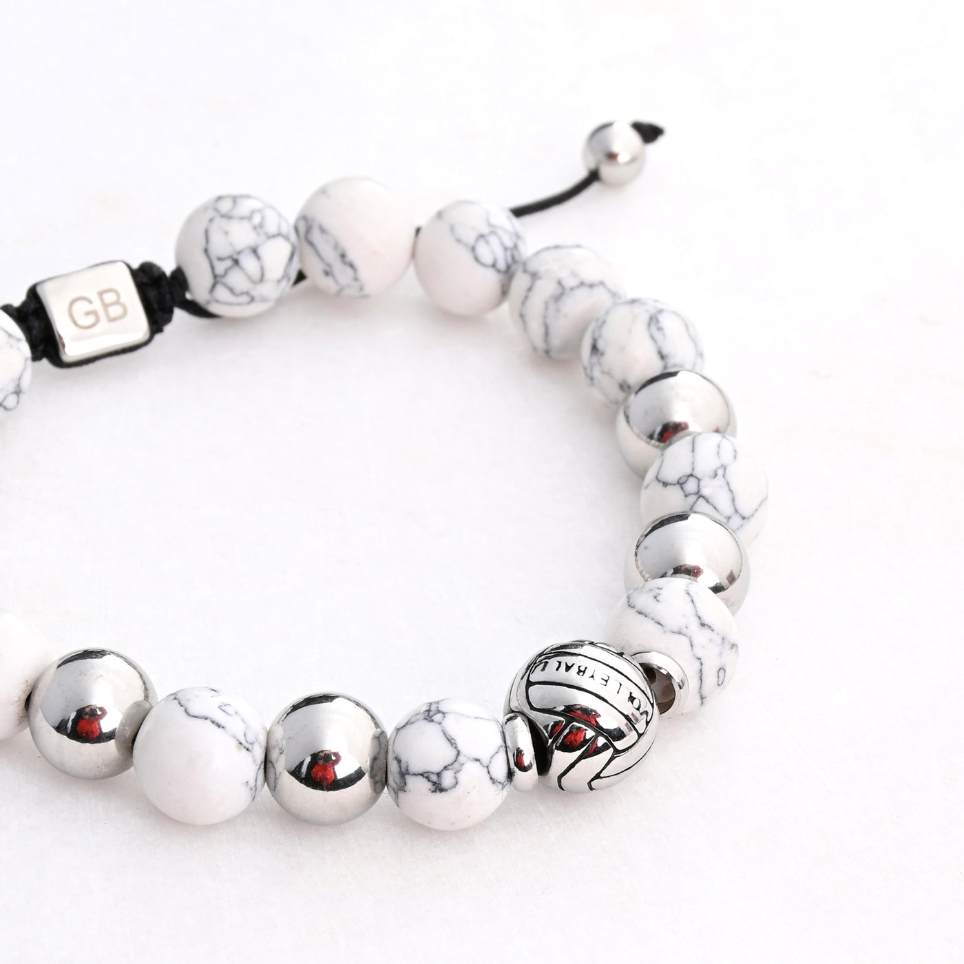 Elastic men steel bracelet white volleyball GB