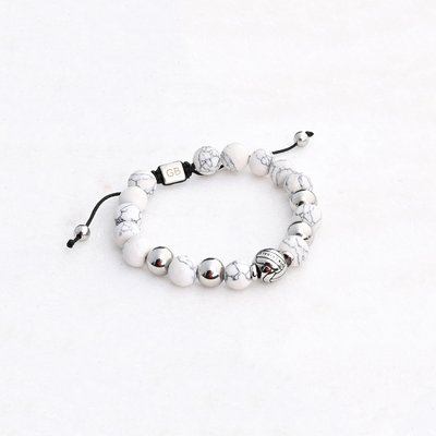 Elastic men steel bracelet white volleyball GB