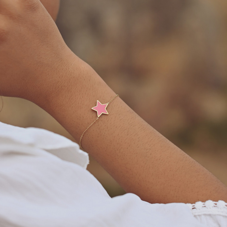 Steel bracelet star pink GB
