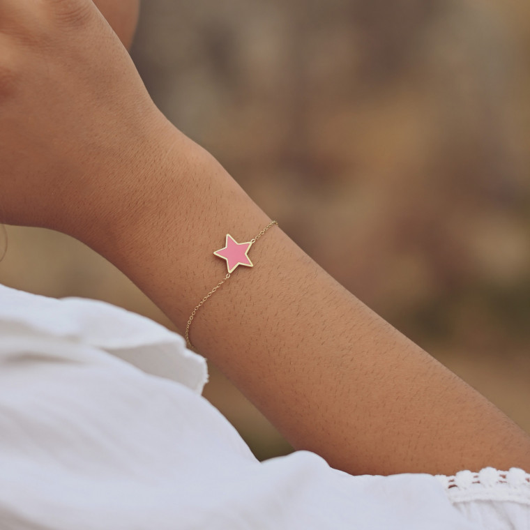 Pulsera en acero estrella rosa GB