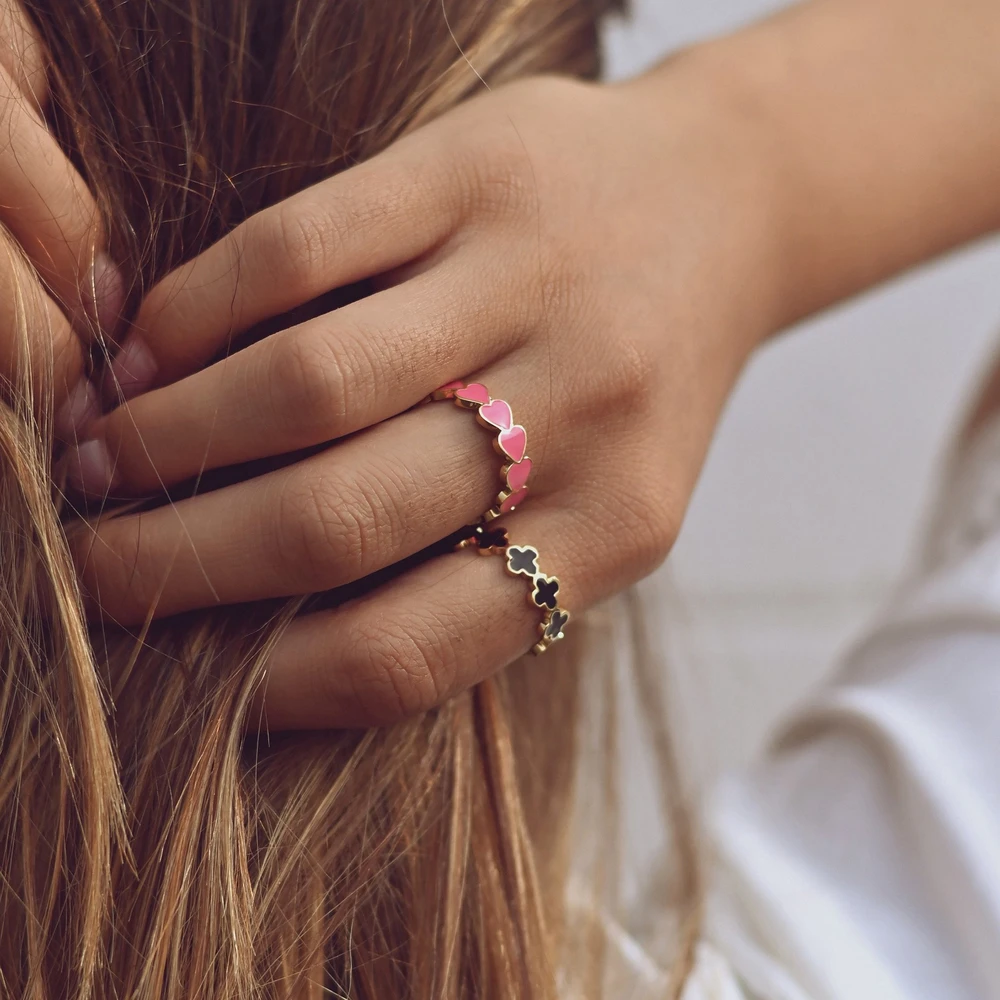 Anello regolabile acciaio cuori GB