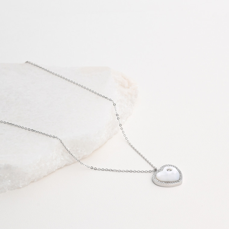 Steel necklace with heart GB