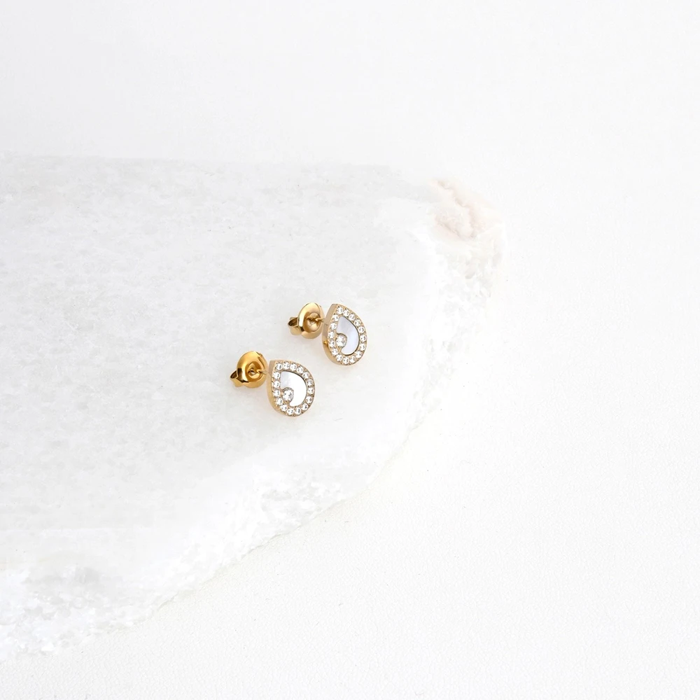 Pendientes en acero con nácar oval GB