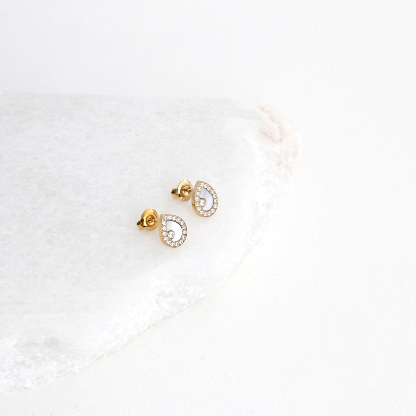 Pendientes en acero con nácar oval GB