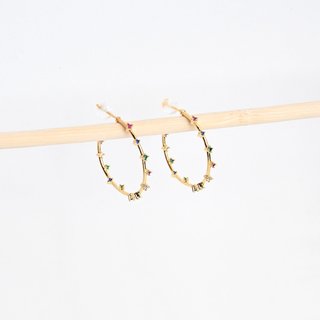 Gold plated hoops colorful GB