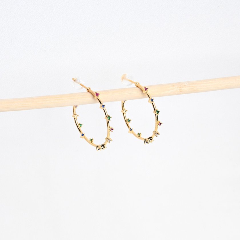 Gold plated hoops colorful GB