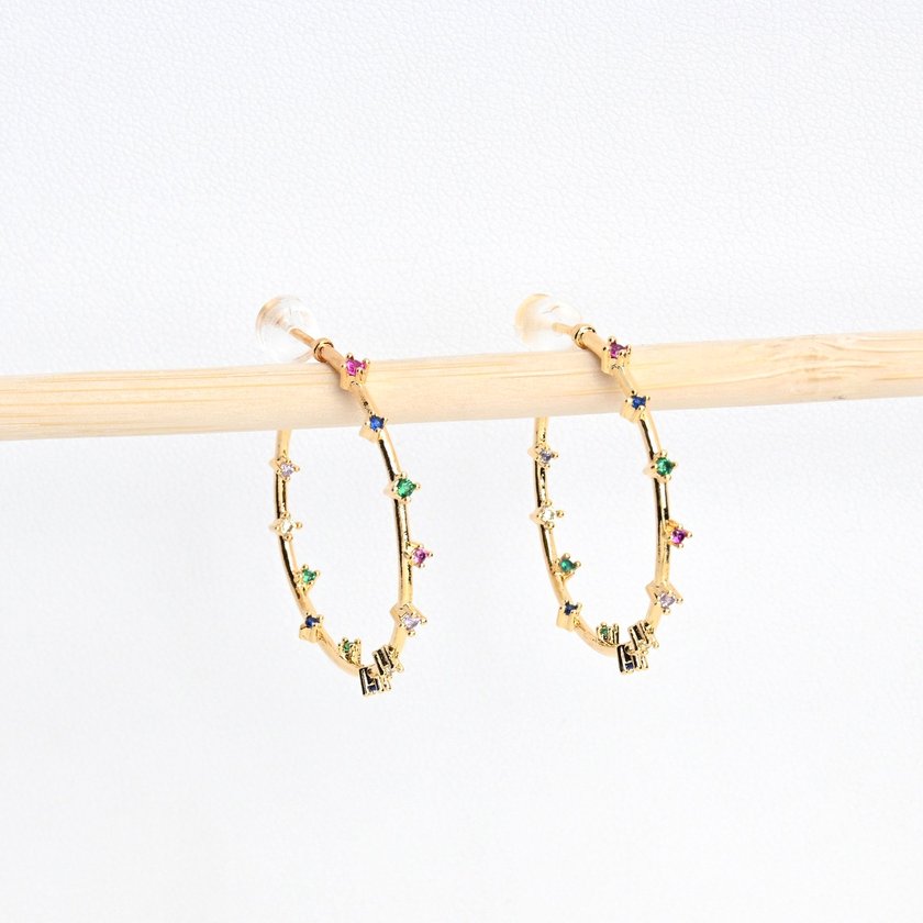 Gold plated hoops colorful GB