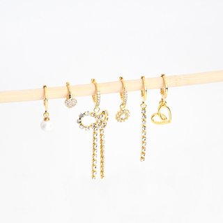 Ensemble boucles d'oreilles plaqué or nœud GB