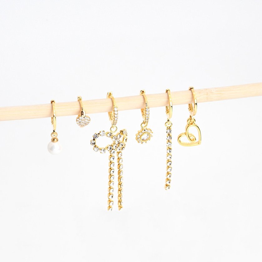 Ensemble boucles d'oreilles plaqué or nœud GB