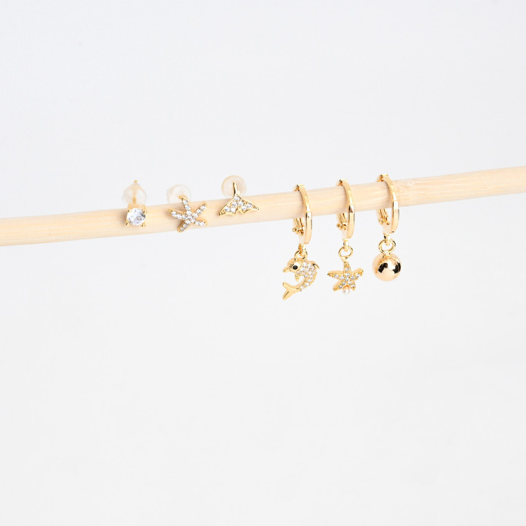 Set of gold plated earrings dolphin GB