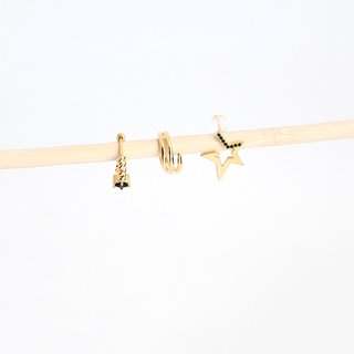 Ensemble boucles d'oreilles plaqué or étoile noire GB