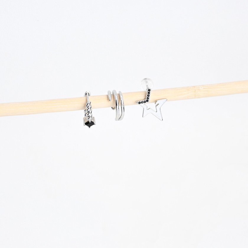 Ensemble boucles d'oreilles plaqué or étoile noire GB