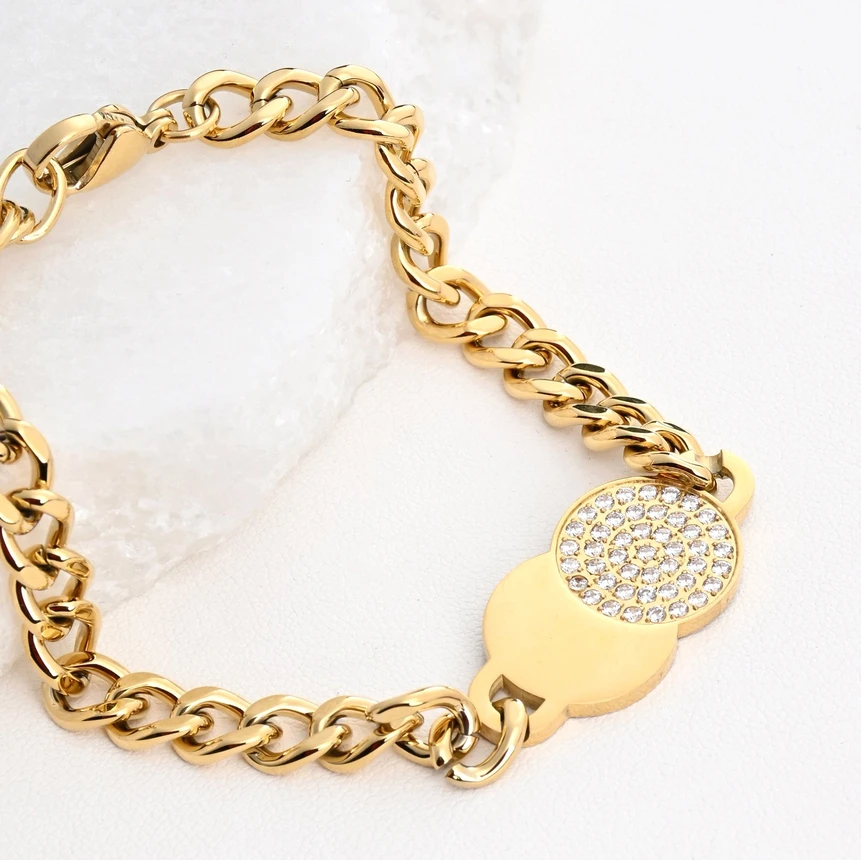 Bracelet en acier zircones GB