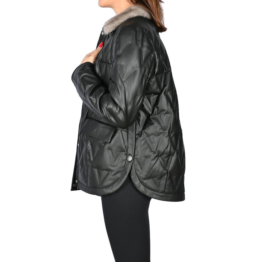 Vison collar coat with buttons sides GB