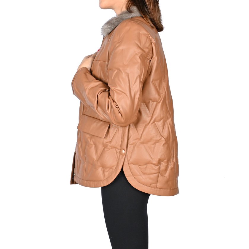 Chaqueta cuello vison con botones laterales GB