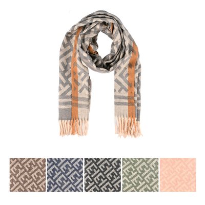 Scarf with word pattern GB