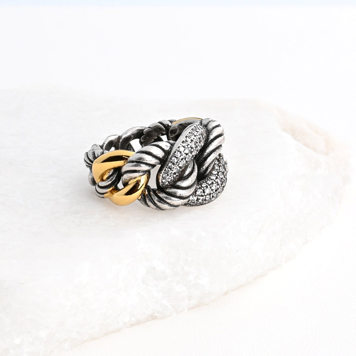 Rhodium classic ring interlaced GB