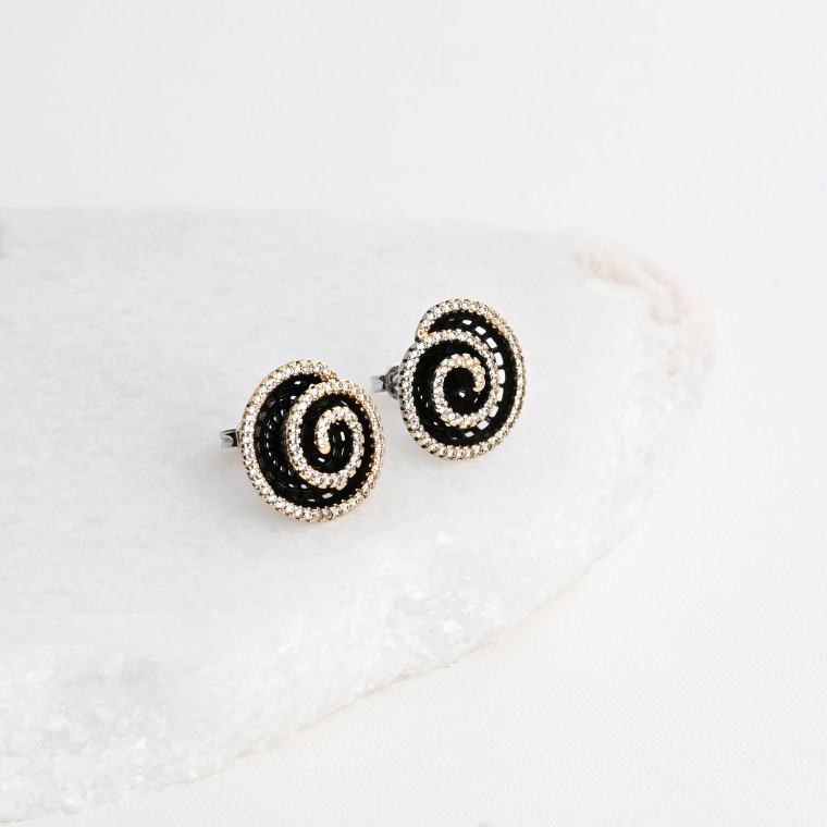 Rhodium spiral earring GB