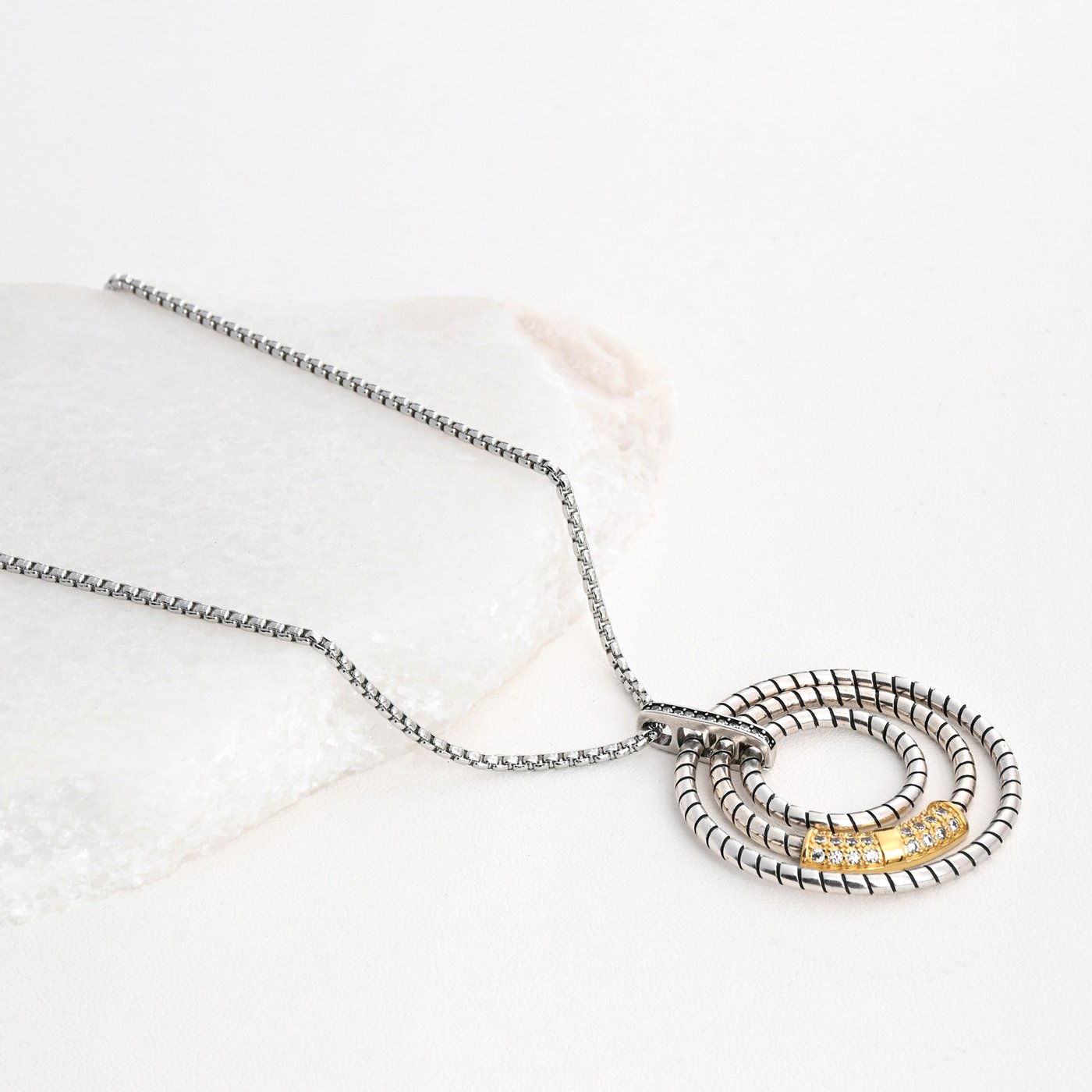 Classic necklace of rhodium GB