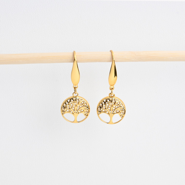 Gold plated earrings tree of life GB