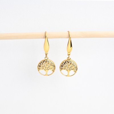 Boucles d\'oreilles plaqué or arbre de la vie GB