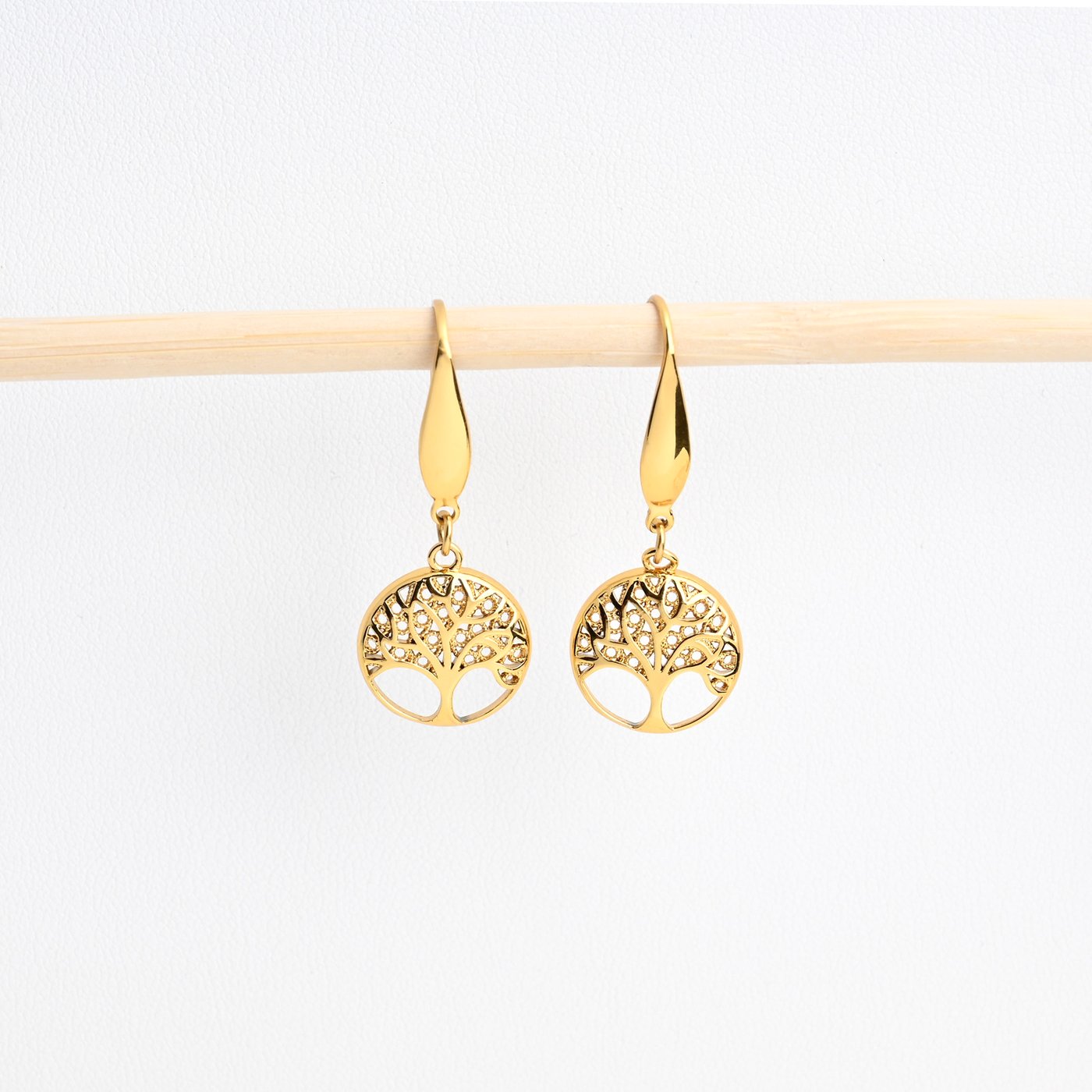 Boucles d\'oreilles plaqué or arbre de la vie GB