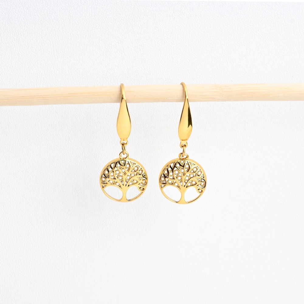Gold plated earrings tree of life GB