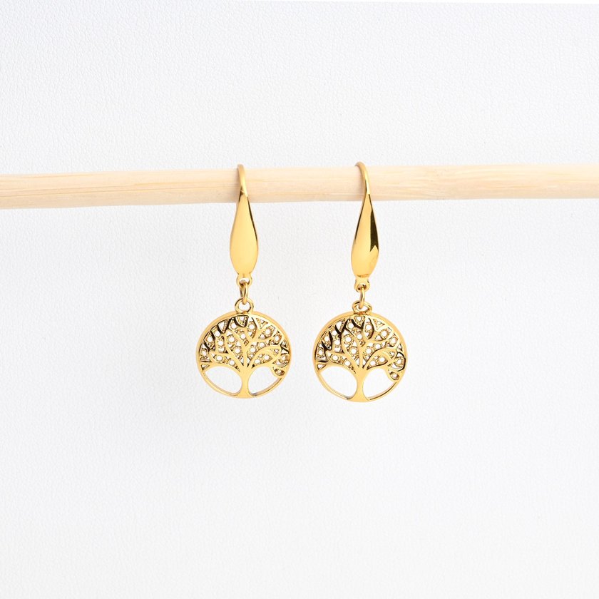Boucles d'oreilles plaqué or arbre de la vie GB