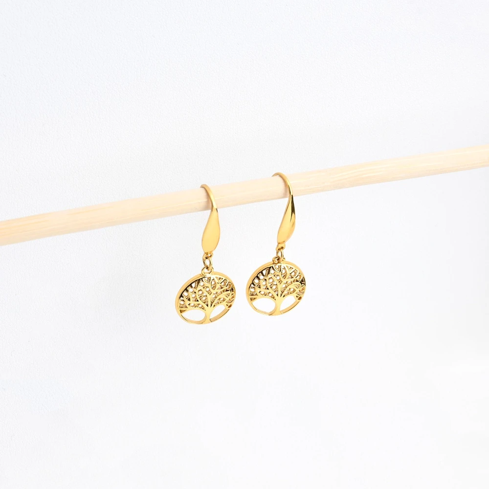 Gold plated earrings tree of life GB