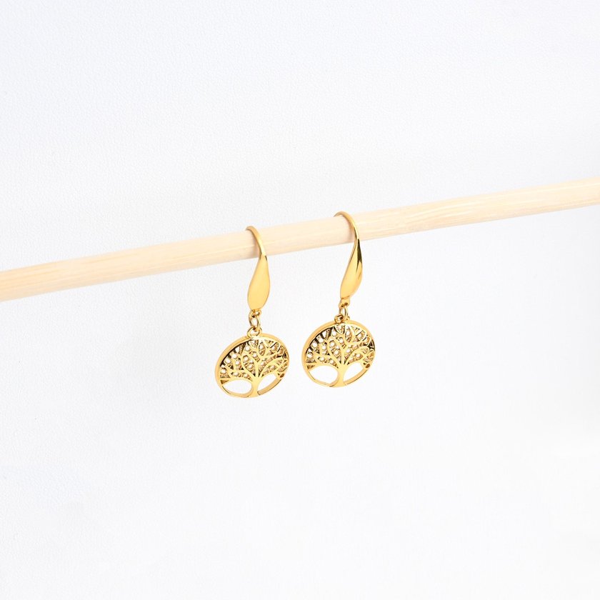 Boucles d'oreilles plaqué or arbre de la vie GB