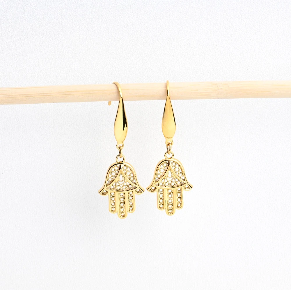 Pendientes en baño de oro mano GB
