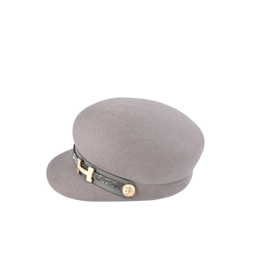 Wool beret with gold accessory GB