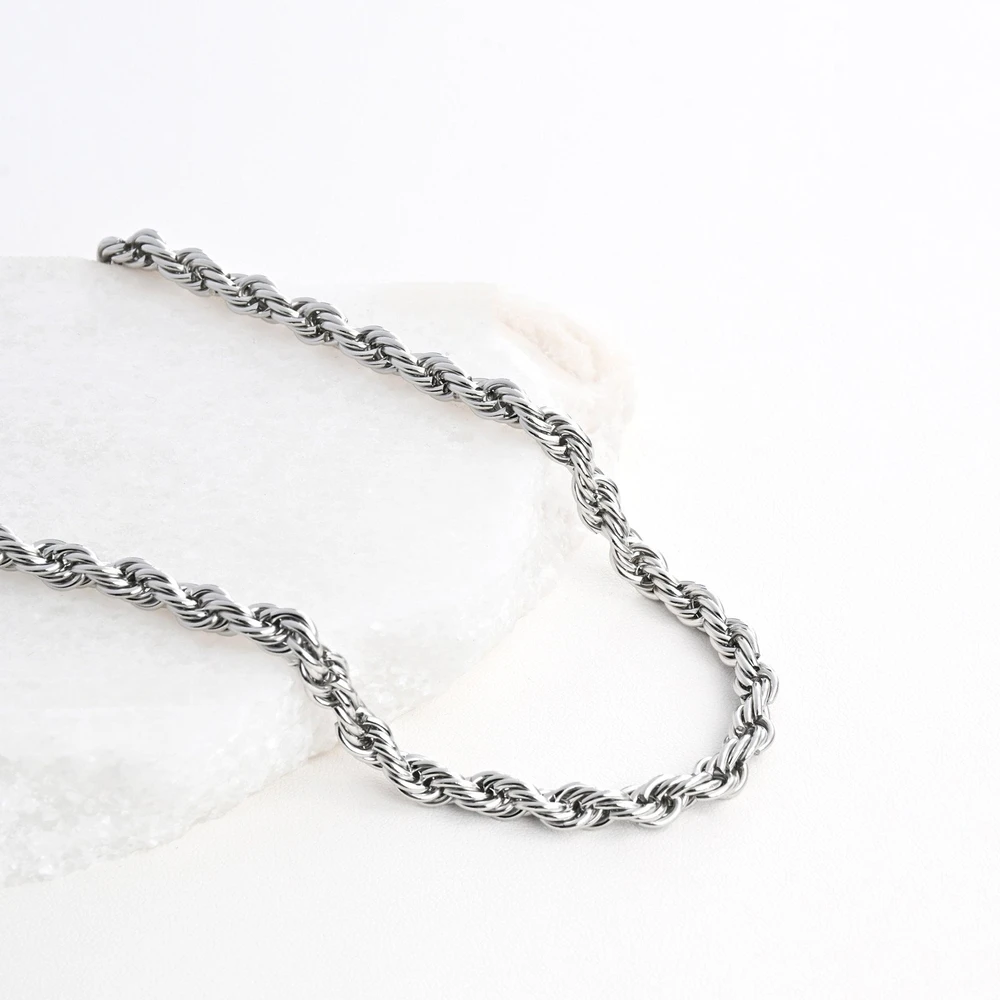 Braided mesh steel necklace thin GB