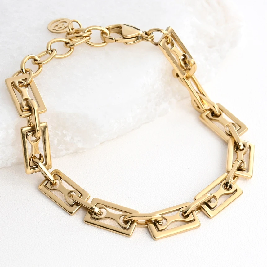Pulseira em aço retângulos GB