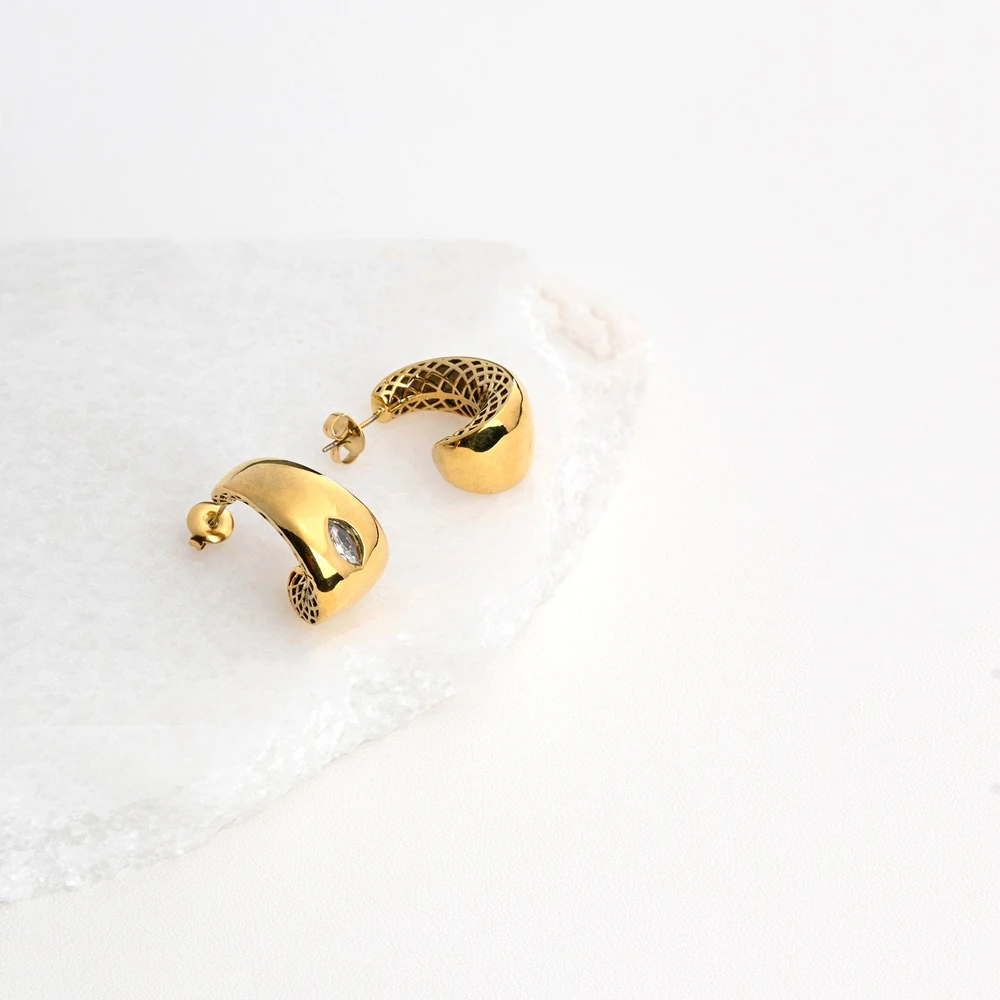 Aros con brillante en acero GB