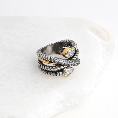 Bague en rhodium avec doré GB