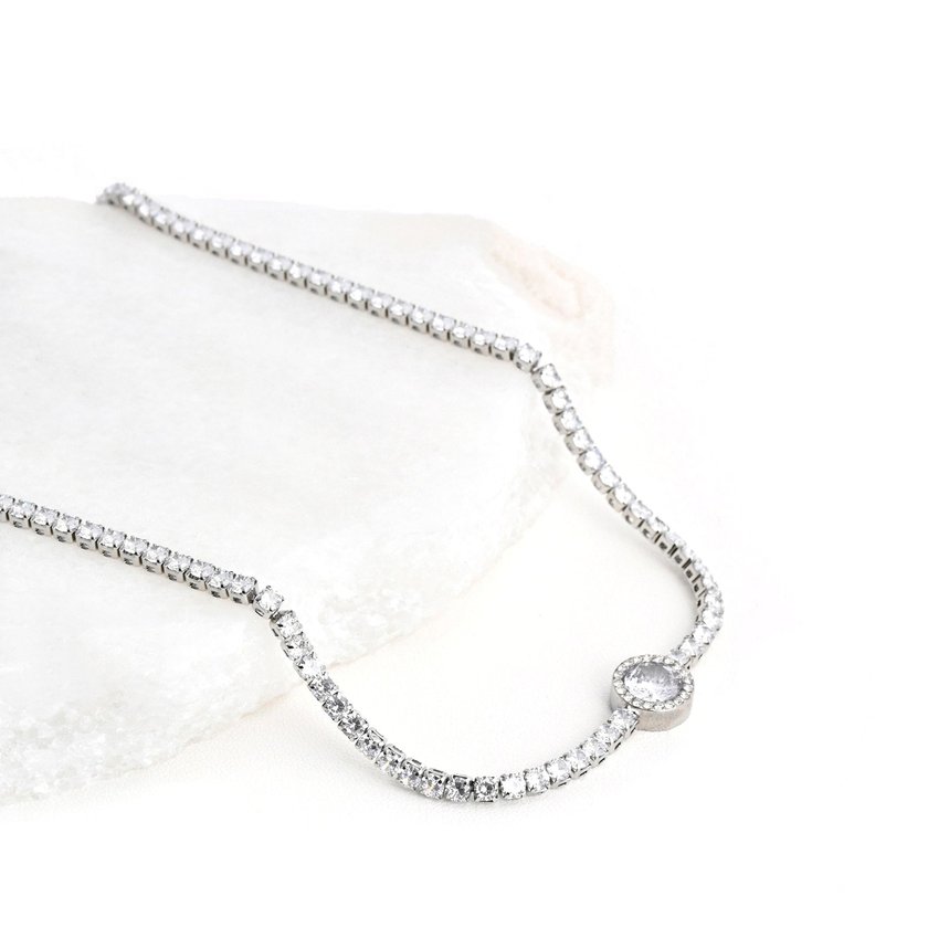 Collier rivière en acier avec pierre GB