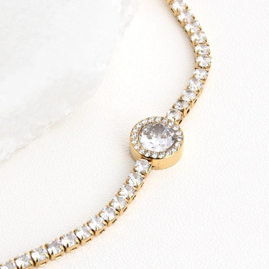 Steel rivière necklace with stone GB