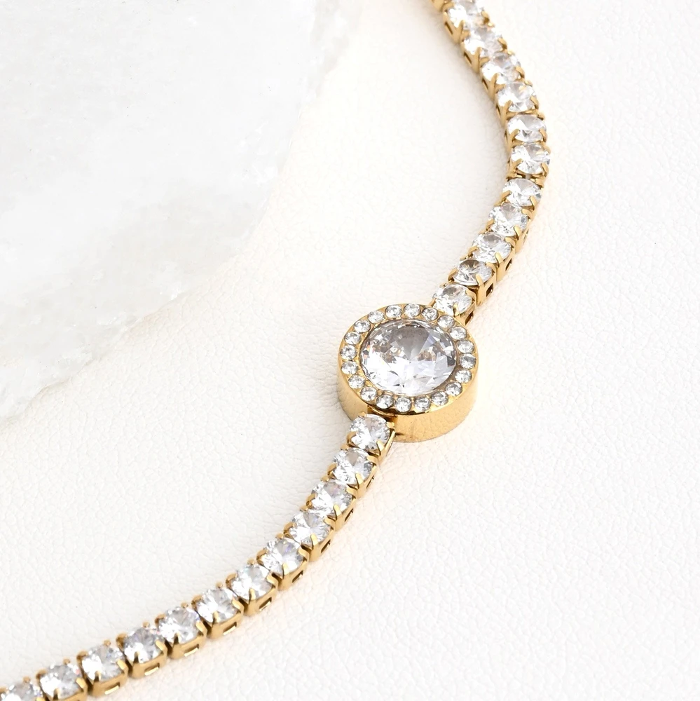 Collana rivière in acciaio con pietra GB