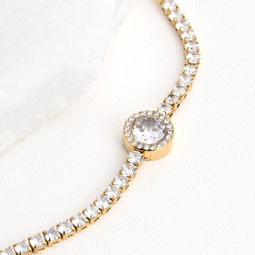 Steel rivière necklace with stone GB