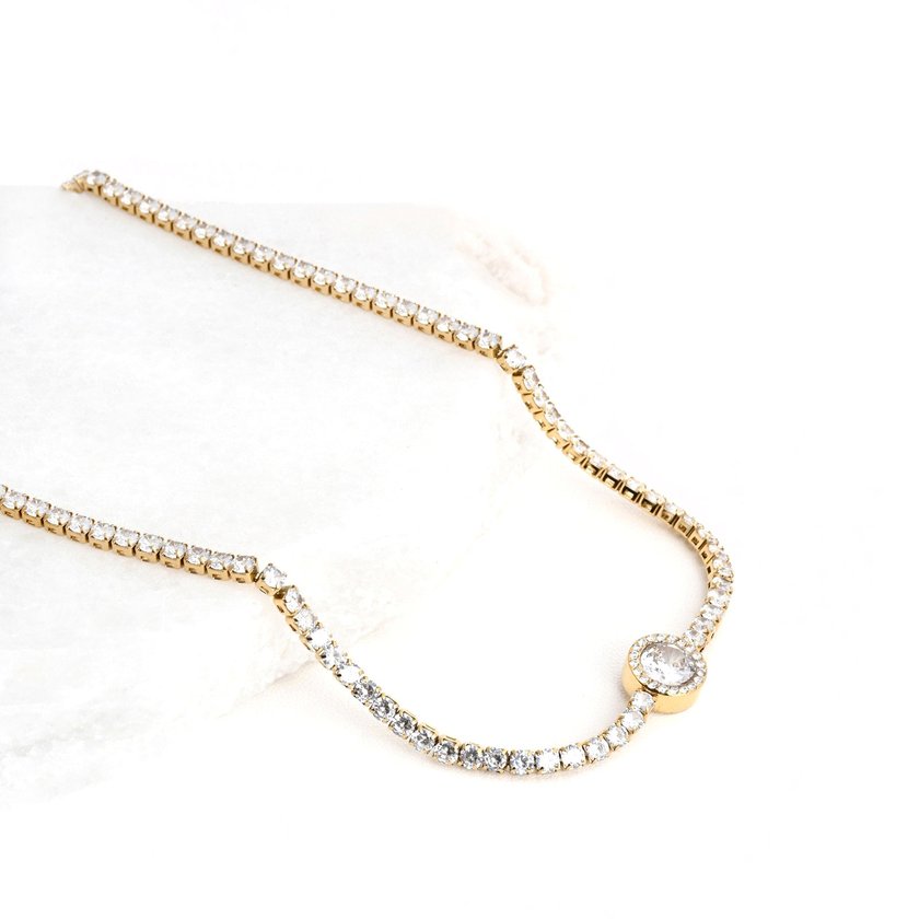 Steel rivière necklace with stone GB