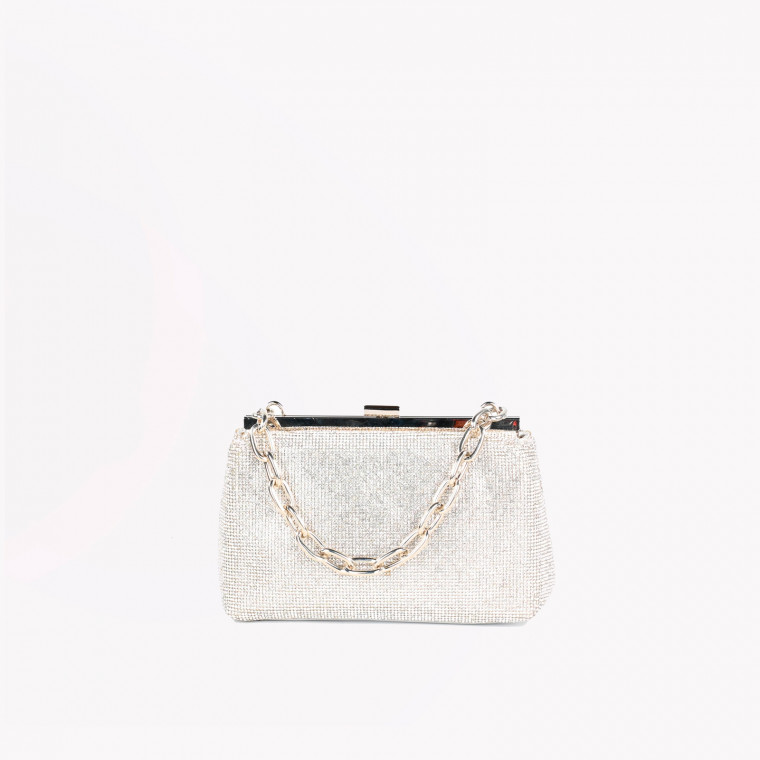 Pochette party silver with chain GB