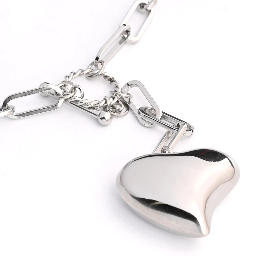 Basic steel necklace full heart GB