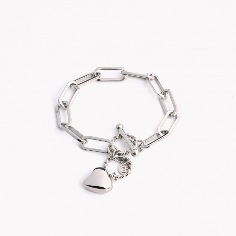 Simple steel bracelet full heart GB