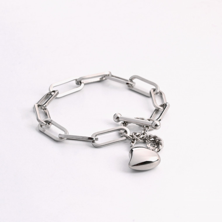 Simple steel bracelet full heart GB