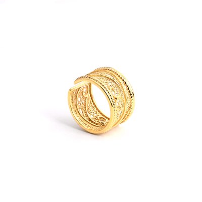 Adjustable ring gold plated coração de viana GB